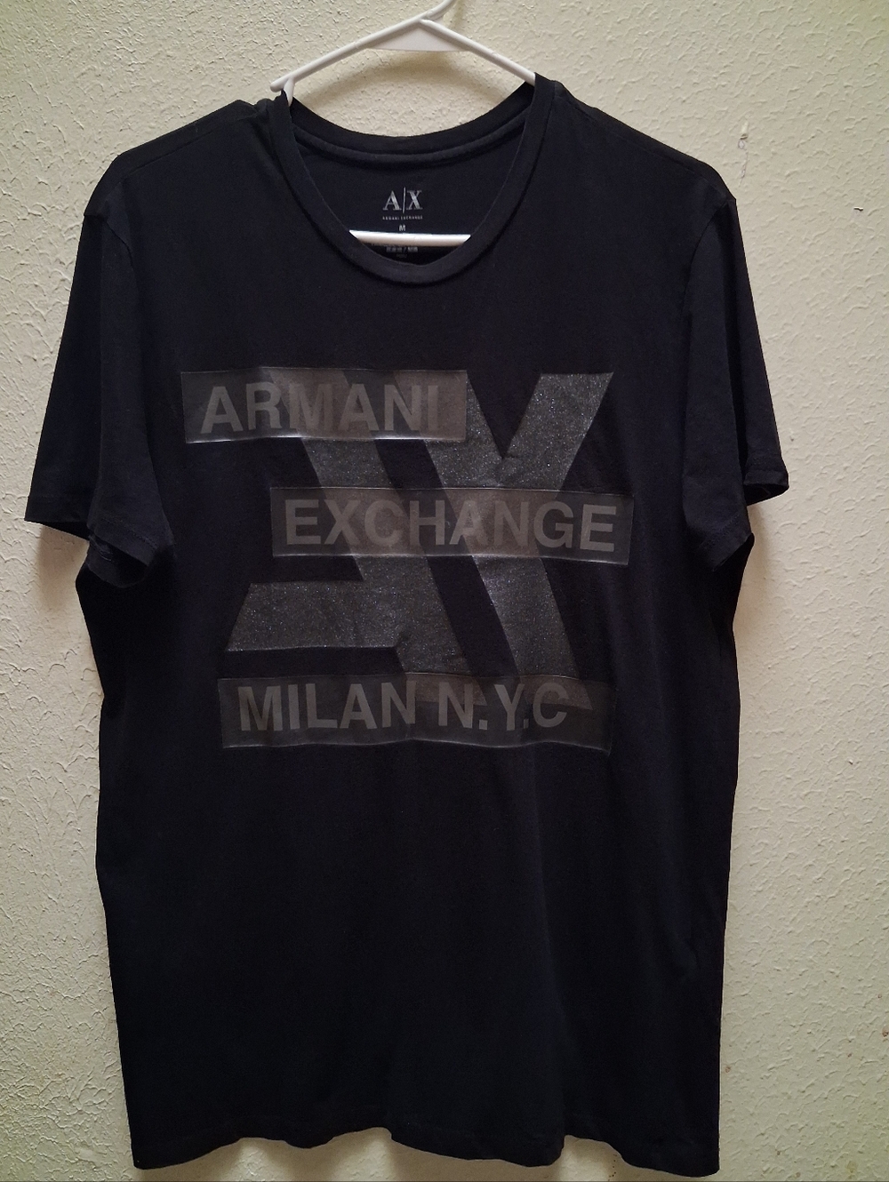 A|X Armani Exchange Black Graphic Logo T-Shirt Milan N.Y.C Size M
